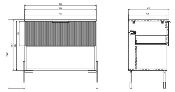 Cersanit Navado skříňka s deskou 80x45x56.7 cm pod umyvadlo závěsná cappuccino-béžová S1023-004