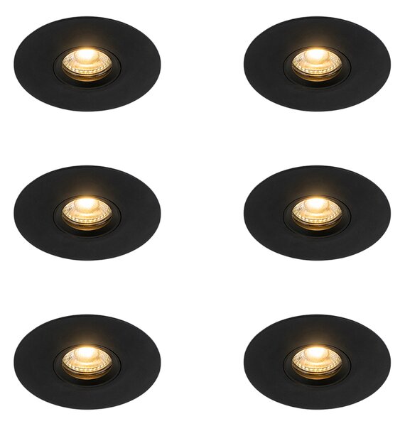 Sada 6 ks Moderní zapuštěné bodové černé 12 cm - Buco