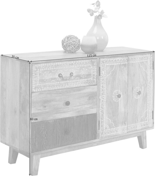 KOMODA, mangové dřevo, hnědá, 115/80/35 cm Ambia Home - Široké komody