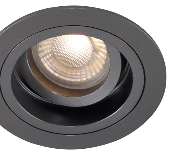 Sada 6 moderních zapuštěných bodových svítidel Gunmetal GU10 50mm kulatá naklápěcí - Chuck