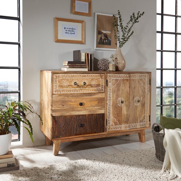 KOMODA, mangové dřevo, hnědá, 115/80/35 cm Ambia Home - Široké komody