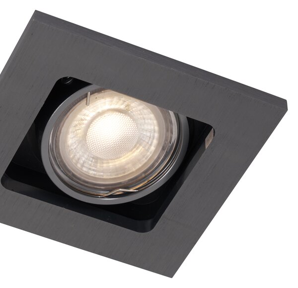 Sada 6 moderních zapuštěných bodových svítidel Gunmetal GU10 50mm kulatá naklápěcí - Qure
