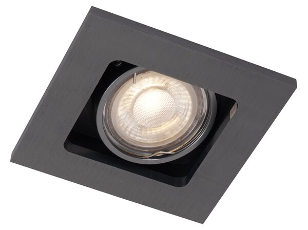 Sada 6 moderních zapuštěných bodových svítidel Gunmetal GU10 50mm kulatá naklápěcí - Qure