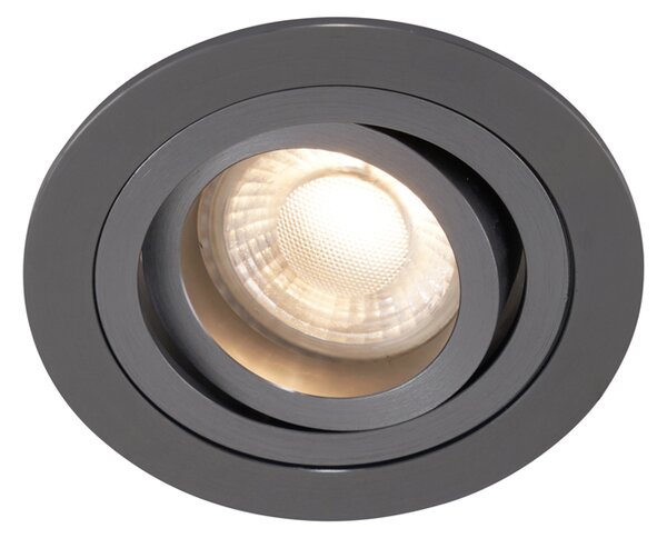 Sada 6 moderních zapuštěných bodových svítidel Gunmetal GU10 50mm kulatá naklápěcí - Rondoo