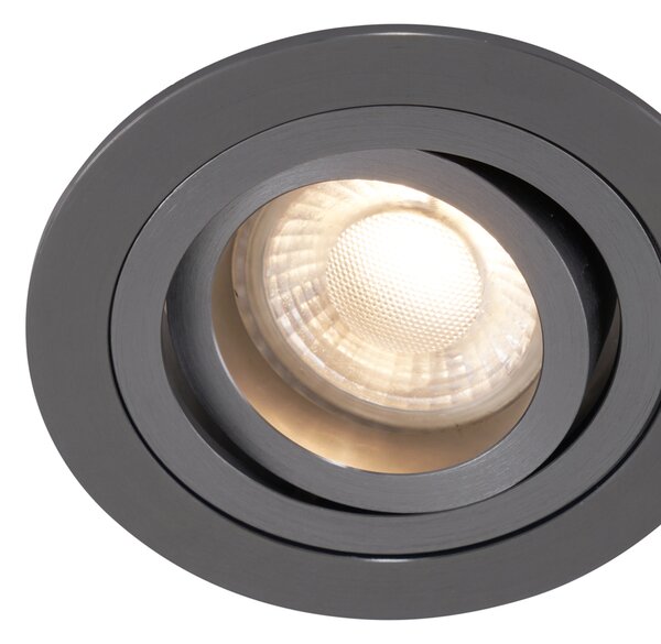 Sada 6 moderních zapuštěných bodových svítidel Gunmetal GU10 50mm kulatá naklápěcí - Rondoo
