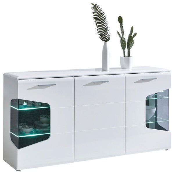 ŠIROKÁ KOMODA, bílá, barvy dubu, vysoce lesklá bílá, 180/89/41 cm Hom`in - Široké komody