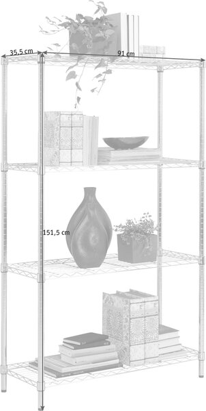 REGÁL, barvy chromu, ocel, 91/150/35,5 cm Carryhome - Knihovny