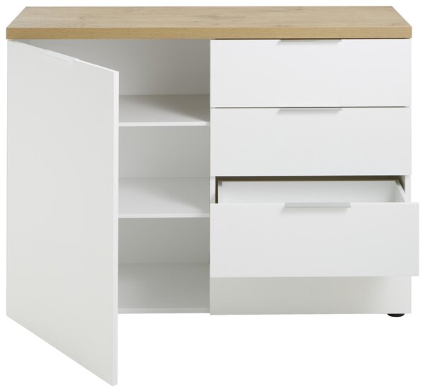 ŠIROKÁ KOMODA, bílá, barvy dubu, 120/89/43 cm Xora - Široké komody