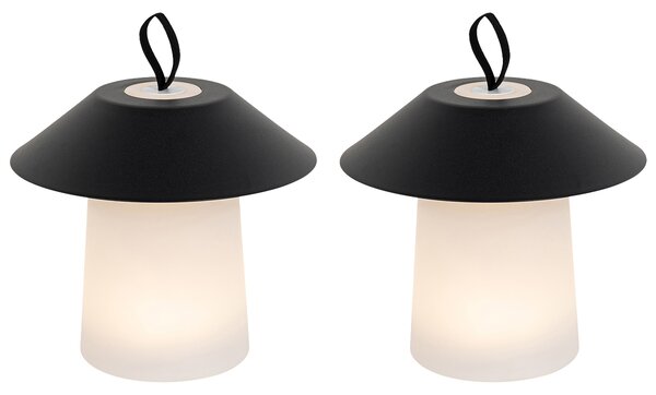Sada 2 stolních lamp hub černá s dobíjecím LED - Ivan