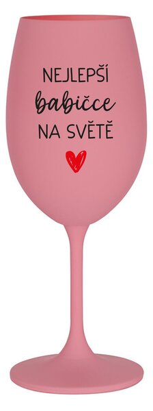 NEJLEPŠÍ BABIČKA NA SVĚTĚ - růžová sklenice na víno 350 ml