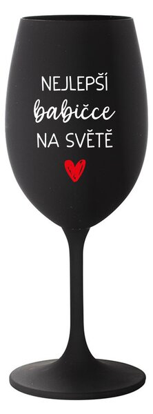 NEJLEPŠÍ BABIČKA NA SVĚTĚ - černá sklenice na víno 350 ml