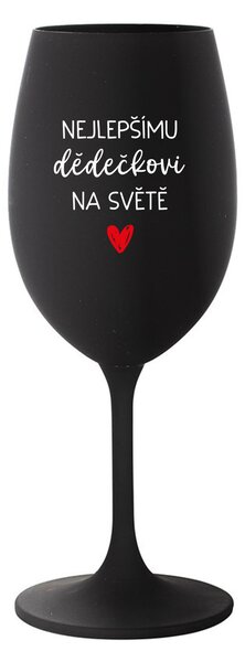 NEJLEPŠÍMU DĚDĚČKOVI NA SVĚTĚ - černá sklenice na víno 350 ml