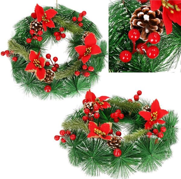 Adventní věnec s ozdobami 30cm, vánoční dekorace