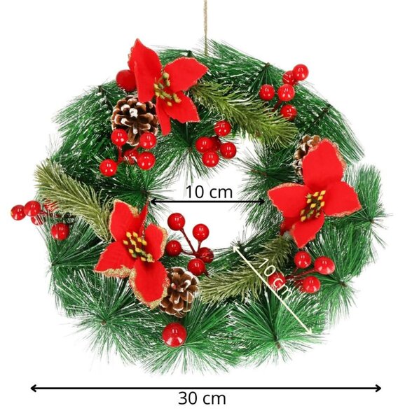 Adventní věnec s ozdobami 30cm, vánoční dekorace