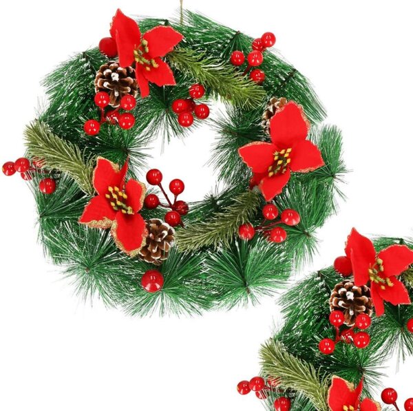 Adventní věnec s ozdobami 30cm, vánoční dekorace