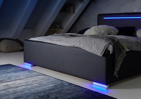 ČALOUNĚNÁ POSTEL, 180/200 cm, černá Boxxx - Manželské postele, Online Only