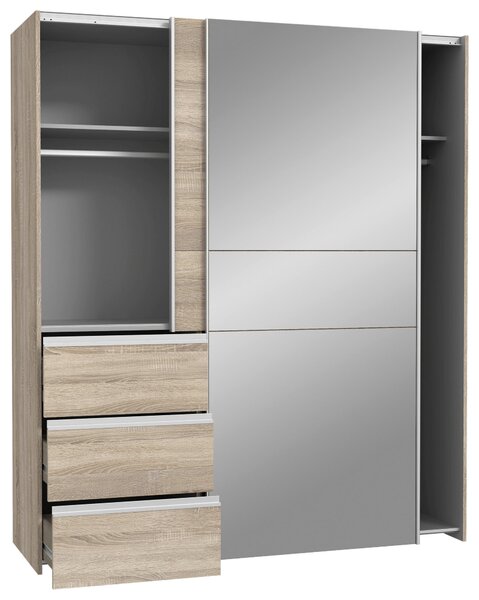 SKŘÍŇ S POSUVNÝMI DVEŘMI, Sonoma dub, 170/200/61 cm Carryhome - Šatní skříně