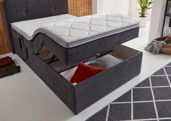 POSTEL BOXSPRING, 100/200 cm, šedá Livetastic - Postele s úložným prostorem, Online Only
