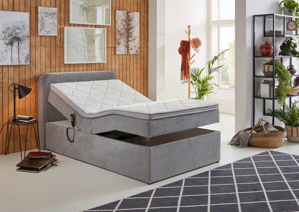 POSTEL BOXSPRING, 120/200 cm, světle šedá Livetastic - Postele s úložným prostorem, Online Only