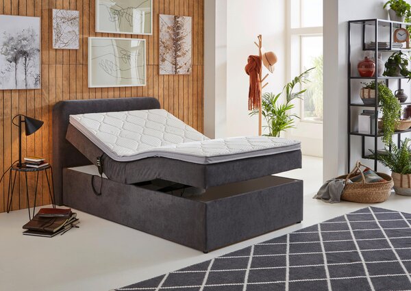 POSTEL BOXSPRING, 100/200 cm, šedá Livetastic - Postele s úložným prostorem, Online Only