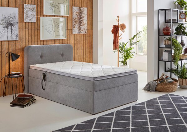 POSTEL BOXSPRING, 120/200 cm, světle šedá Livetastic - Postele s úložným prostorem, Online Only