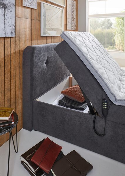 POSTEL BOXSPRING, 100/200 cm, šedá Livetastic - Postele s úložným prostorem, Online Only