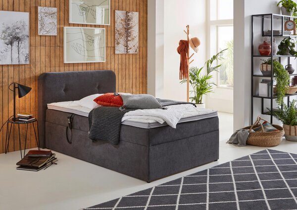 POSTEL BOXSPRING, 100/200 cm, šedá Livetastic - Postele s úložným prostorem, Online Only