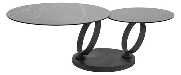 KONFERENČNÍ STOLEK, šedá, černá, kov, sklo, keramika, 80-133,5/80/43 cm Dieter Knoll - Konferenční stolky