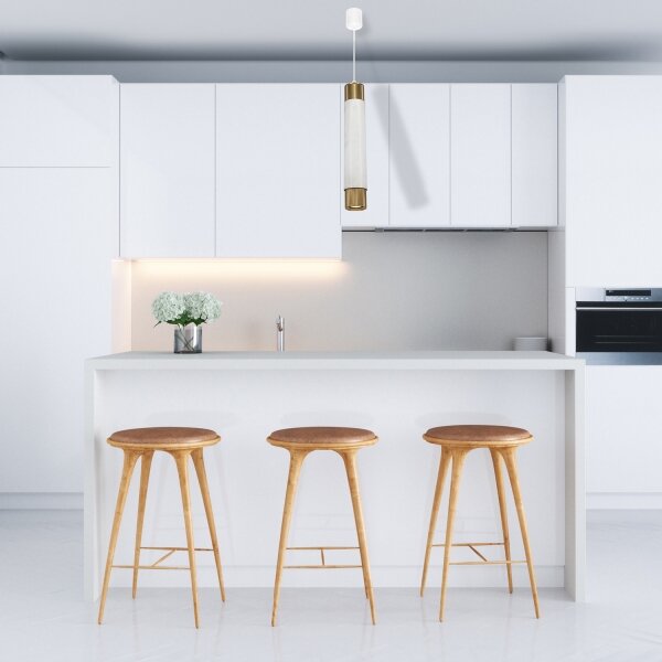 Lustr na lanku Marble white/brass 1xGU10/8W/230V