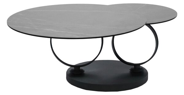 KONFERENČNÍ STOLEK, šedá, černá, kov, sklo, keramika, 80-133,5/80/43 cm Dieter Knoll - Konferenční stolky