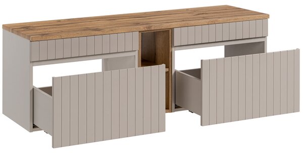 Set koupelnových skříněk pod umyvadlo ICONIC CASHMERE 140cm s regálem a deskou
