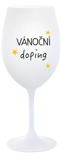 VÁNOČNÍ DOPING - bílá sklenice na víno 350 ml