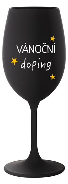 VÁNOČNÍ DOPING - černá sklenice na víno 350 ml