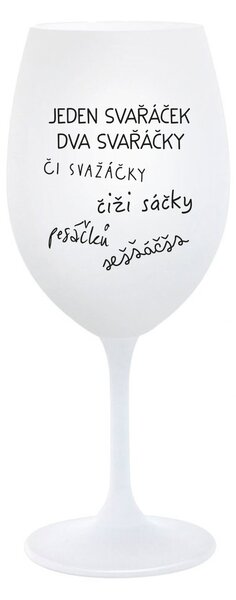 SVAŘÁČEK - bílá sklenice na víno 350 ml