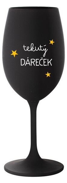 TEKUTÝ DÁREČEK - černá sklenice na víno 350 ml