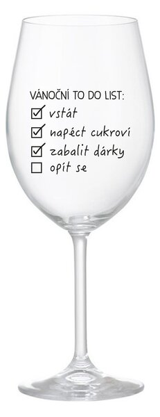 VÁNOČNÍ TODO LIST - čirá sklenice na víno 350 ml