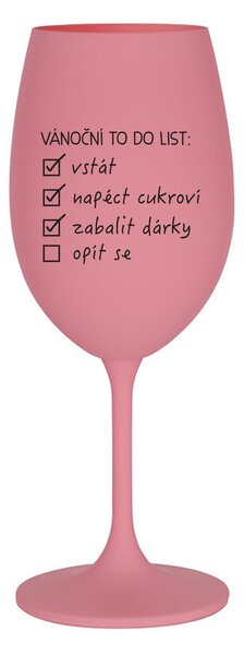 VÁNOČNÍ TODO LIST - růžová sklenice na víno 350 ml