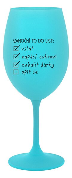 VÁNOČNÍ TODO LIST - tyrkysová sklenice na víno 350 ml