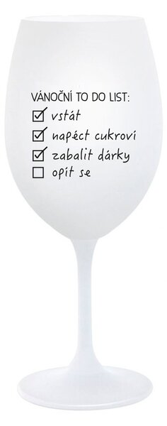 VÁNOČNÍ TODO LIST - bílá sklenice na víno 350 ml
