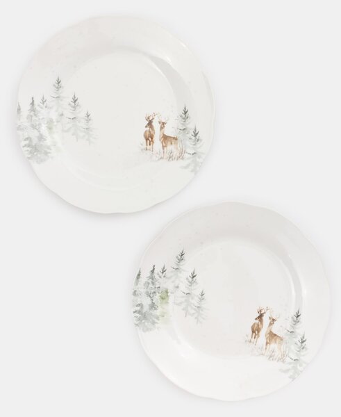 Sinsay - Talíře se zimním motivem 2 pack - bílá