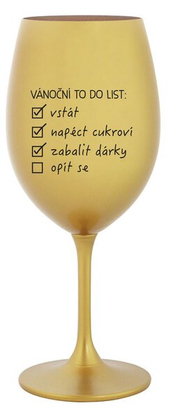 VÁNOČNÍ TODO LIST - zlatá sklenice na víno 350 ml