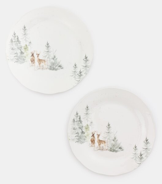 Sinsay - Talíře se zimním motivem 2 pack - bílá