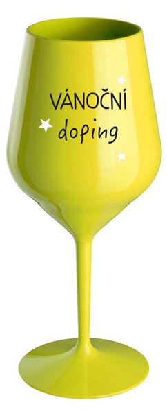 VÁNOČNÍ DOPING - žlutá nerozbitná sklenice na víno 470 ml