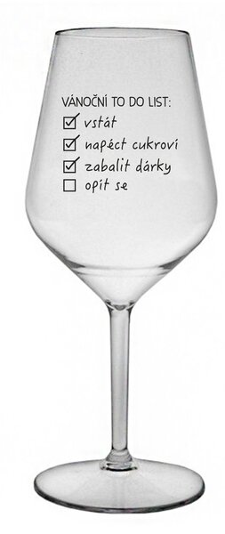 VÁNOČNÍ TODO LIST - čirá nerozbitná sklenice na víno 470 ml