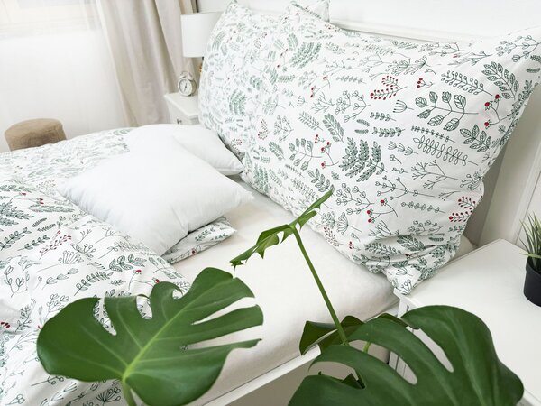 Bavlněné povlečení Herbář Zelený Zapínání: knoflík, Velikost polštáře: 50x70, Velikost přikrývky: 140x200