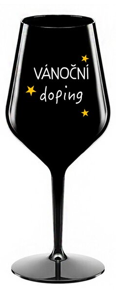VÁNOČNÍ DOPING - černá nerozbitná sklenice na víno 470 ml