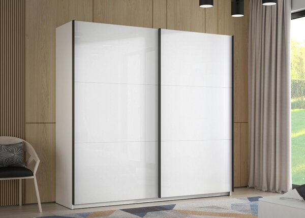 SKŘÍŇ S POSOUVACÍMI DVEŘMI, bílá, vysoce lesklá bílá, 220,1/209,7/61,2 cm home24 - Šatní skříně