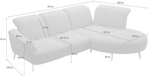 ROHOVÁ SEDAČKA, textil, šedá Sit & More - Sedací soupravy, Online Only