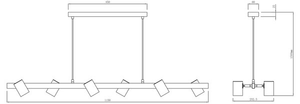 ZÁVĚSNÉ SVÍTIDLO, 115/45/150 cm - Online Only svítidla, Online Only