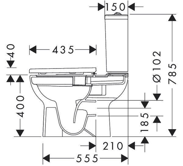 Hansgrohe GladeLake S - Kombi WC 640, AquaChannel Flush, s nádržkou, WC sedátkem a poklopem se SoftClose a QuickRelease, bílá 60313450